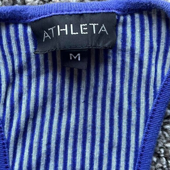 Athleta Blue and White Striped Athletic Loose Fit Tank Top - Picture 2 of 7